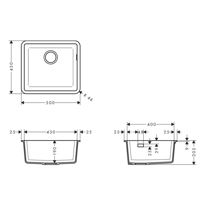 Hansgrohe Кухонна мийка кам`яна 43431170, чорний, (43431170)