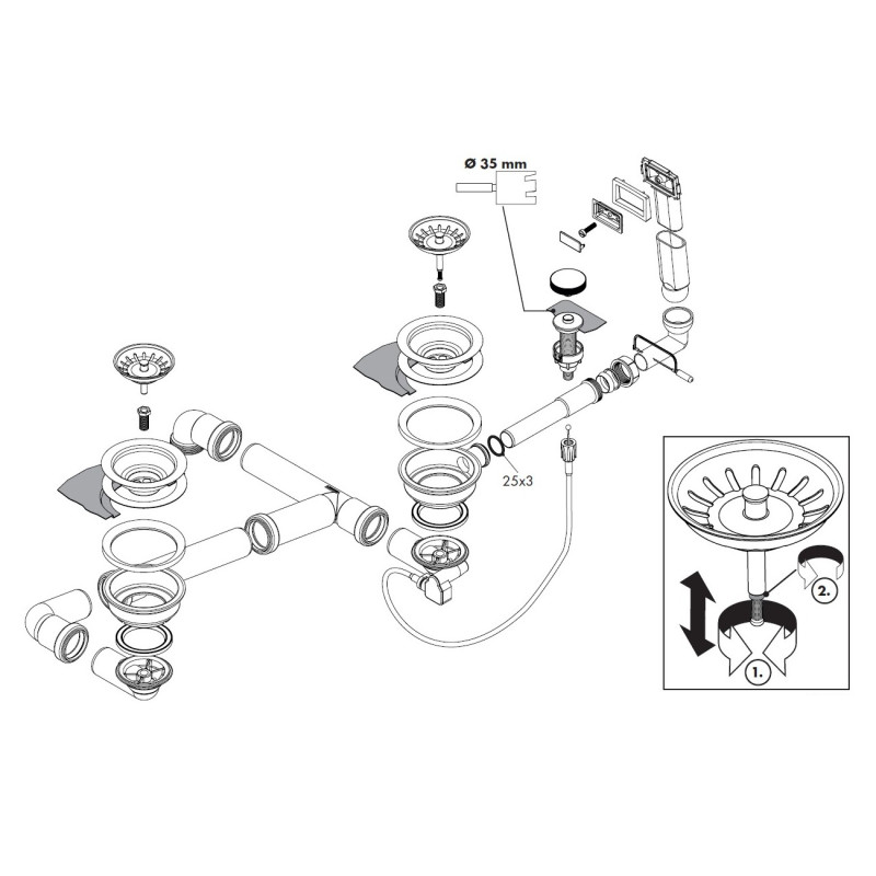 Hansgrohe D17-11 сифон до мийки для кухнi, хром, (43938000)