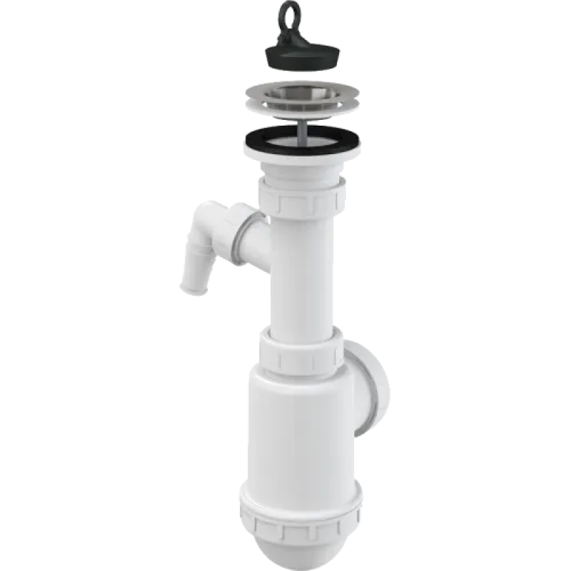 ALCA PLAST сифон A441Р Кухня 1 1/2*d70 нерж.+пралка, без випуску {20} (А441Р)