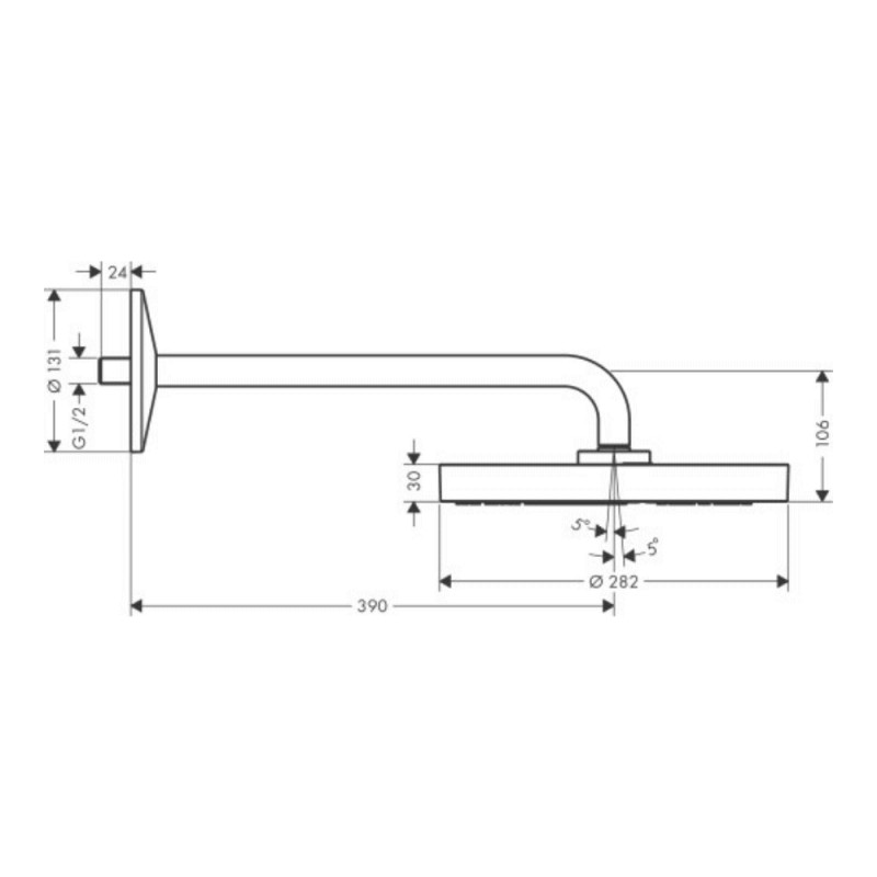 Axor Верхній душ Hansgrohe One зі стіновим утримувачем (48491000)