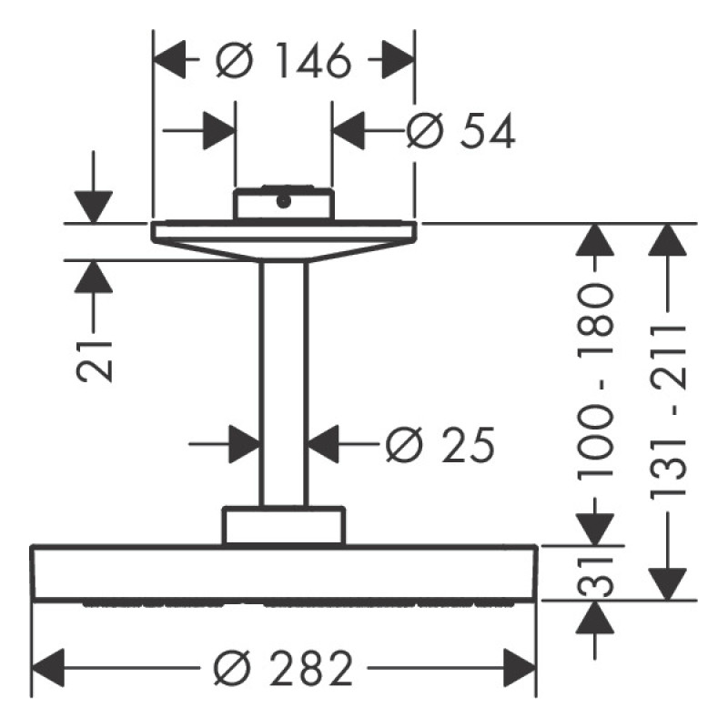 Axor ONE верхний душ 280, 2jet, шлифованная бронза, (48494140)
