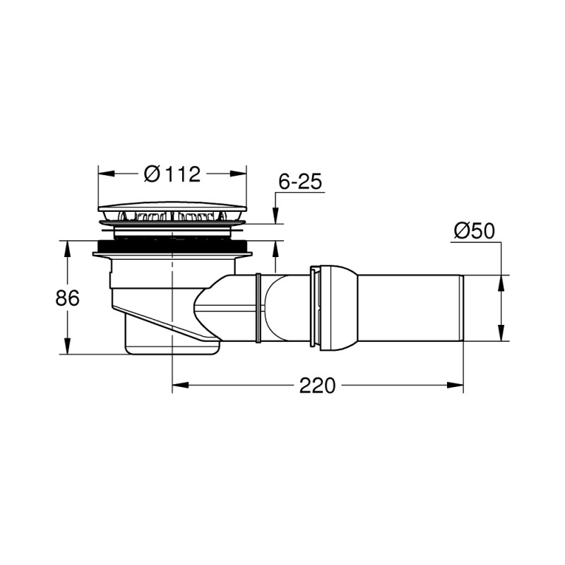 Grohe Зливний гарнітур для душового піддону, горизонтальний (49534000)