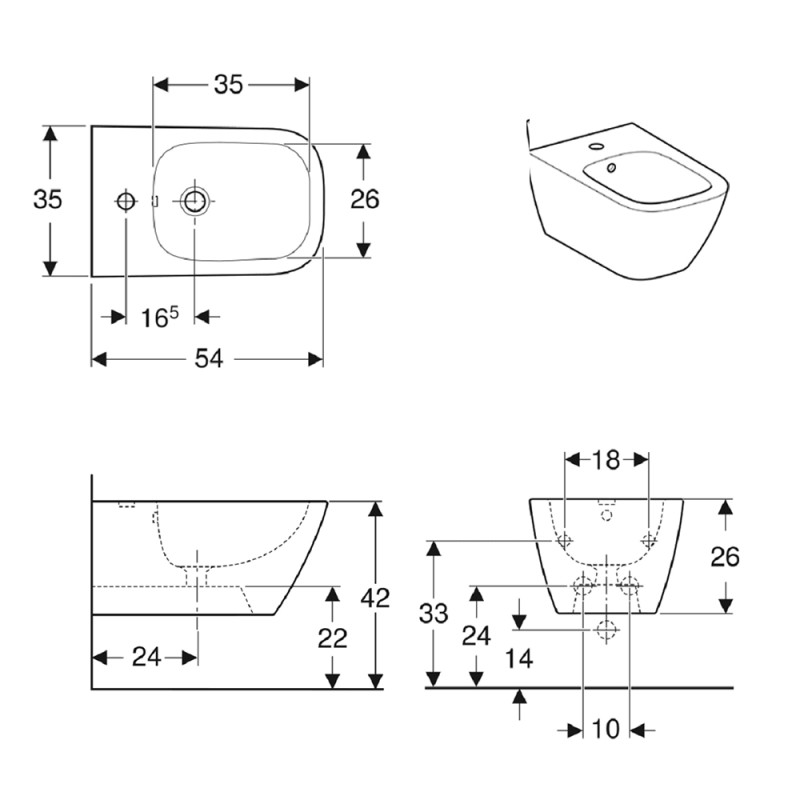 Geberit Підвісне біде Smyle Square (500.209.01.1)