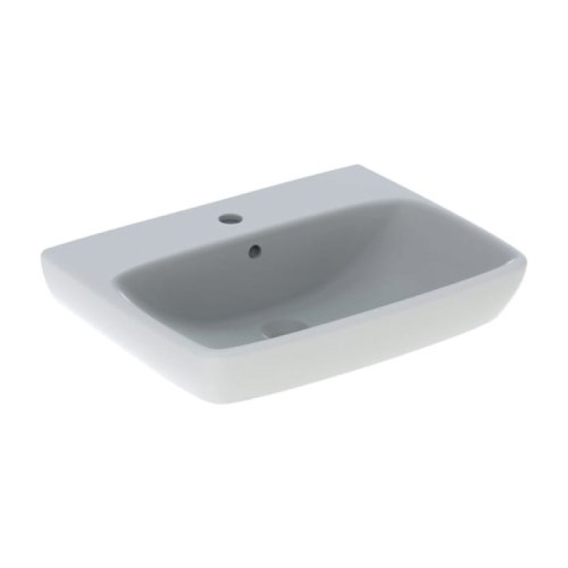 Geberit 500.300.01.7 Selnova Square Раковина 60см, прямокутний, з 1 отв.під змішувач та переливом, колір білий глянець