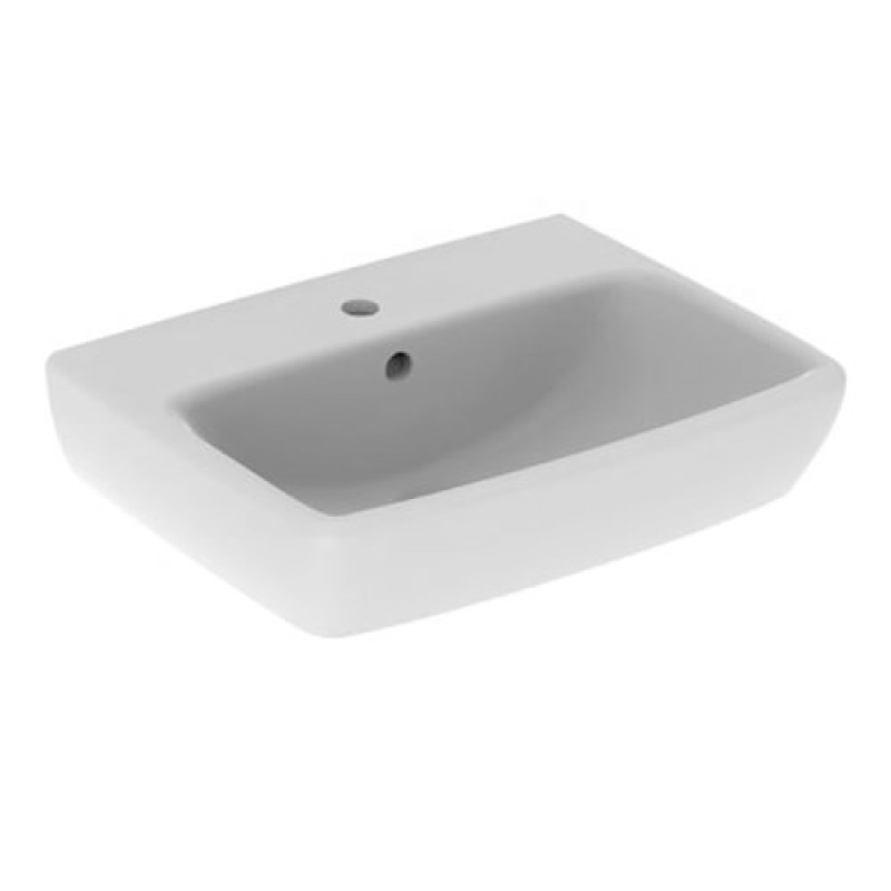 Geberit 500.310.01.7 Selnova Square Раковина 50см, прямокутний, з 1 отв.під змішувач та переливом, білий глянець