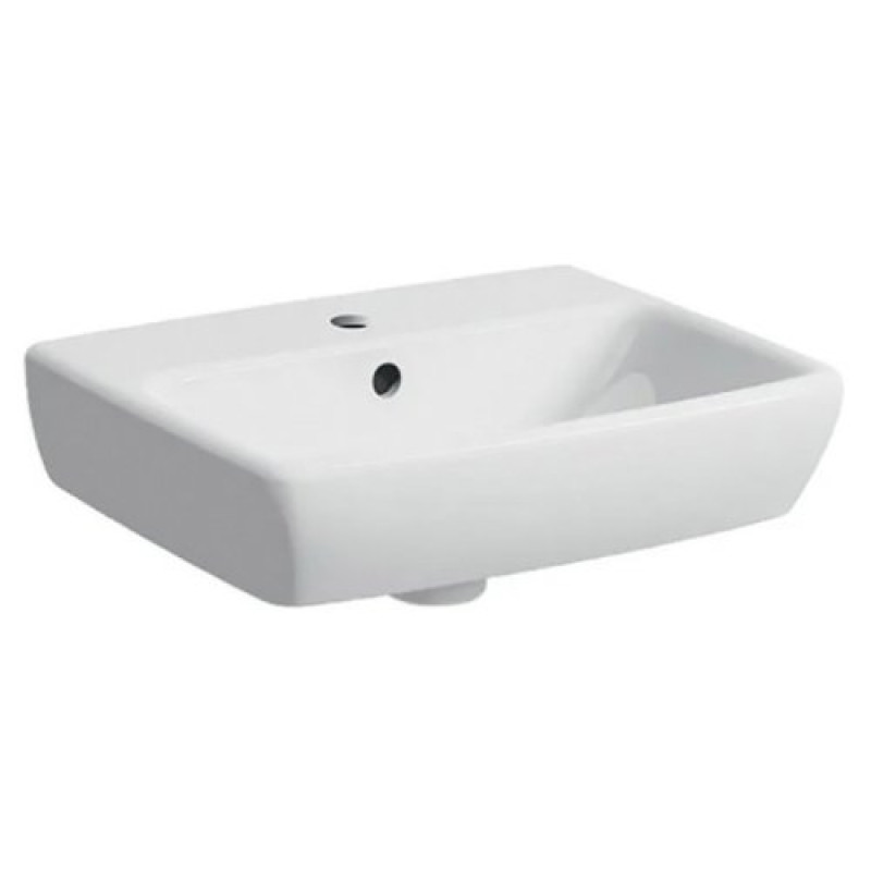 Geberit 500.322.01.7 Selnova Square Раковина -45см, отвір для зміш. в центрі, перелив видимий, колір білий глянець