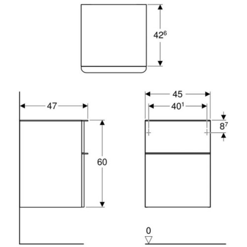 SMYLE SQUARE тумба 45*60*47см, з 2мя ящ., білий/фарбований високоглянцевий, білий/з матовим порошковим покриттям