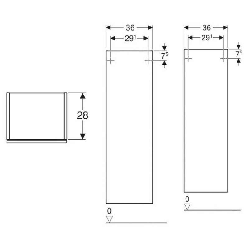 Geberit SMYLE SQUARE тумба средней высоты 36*118*29,9см, с 1й дверью, орех тёмный/меламин со структурой дерева, (500.361.JR.1)