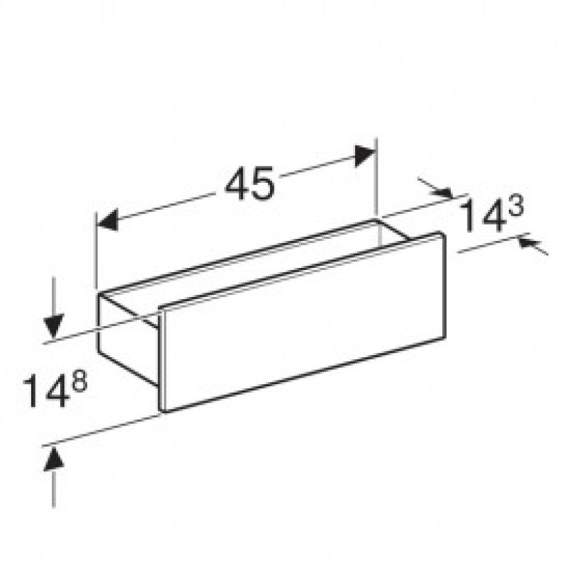 Geberit SMYLE SQUARE полка настінна 45*14,8*15см, лава/з порошковим покриттям матовий, лава/фарбований матовий, (500.362.JK.1)