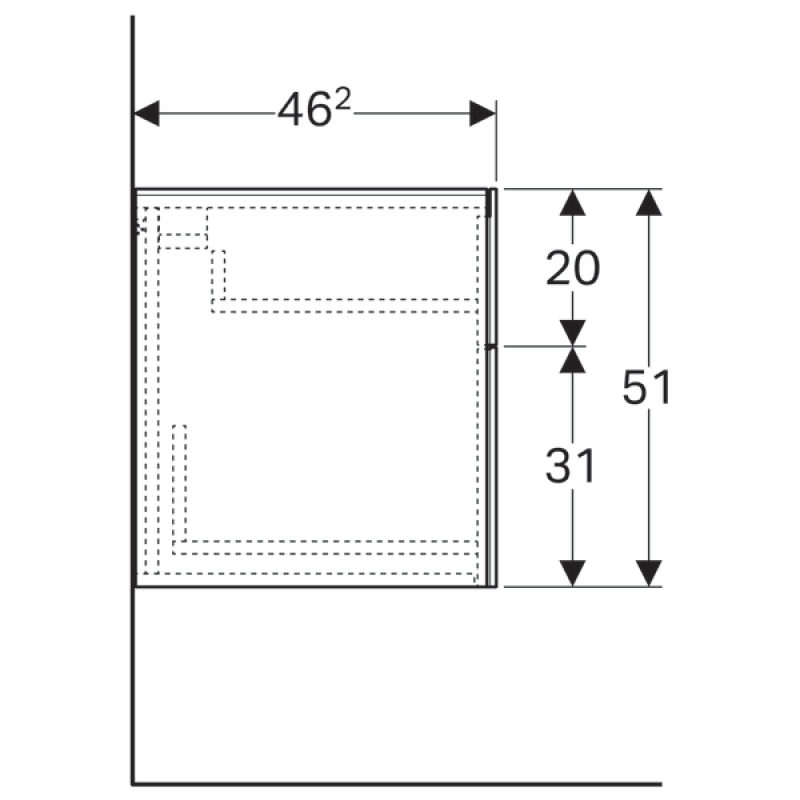 Geberit 500.504.43.1 Xeno2 Шафка бокова 45см, з 2-ма шухлядами, колір сірий із структурою дерева