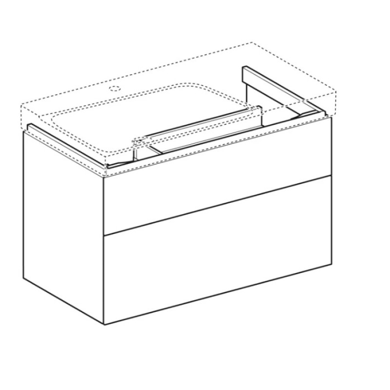 Geberit 500.515.00.1 Xeno2 Шафка для асиметричної раковини -90см, з двома шухлядами, колір сірувато-бежевий мат