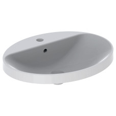 Geberit VARIFORM умивальник вбудований, овальний, 60*48см, з поличкою для отвору пiд змiшувач, з переливом, глазурований знизу, (500.725.01.2)