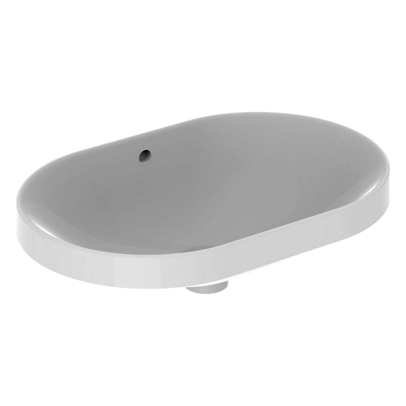 Geberit 500.729.01.2 VariForm Умивальник еліптичний, 60х40см, що вбуд.в стільницю, без отв. під змішувач, з переливом, глазурований знизу,білий глянець