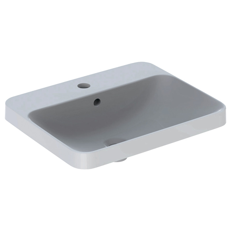 Geberit VARIFORM умивальник вбудований, прямокутной форми, 55*45см, з полкою, отвором під змішувач, з переливом, глазурований знизу, (500.741.01.2)
