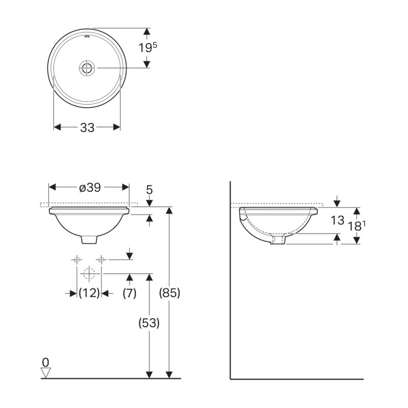 Geberit Умивальник VARIFORM 500.745.01.2, (500.745.01.2)