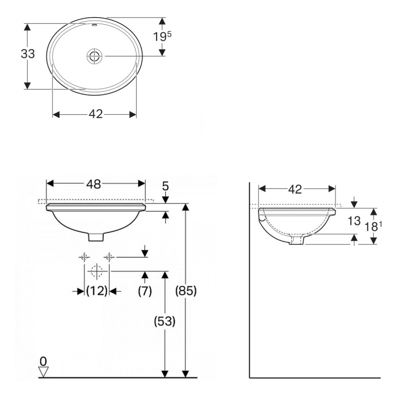 Geberit Умивальник VARIFORM 500.749.01.2, (500.749.01.2)
