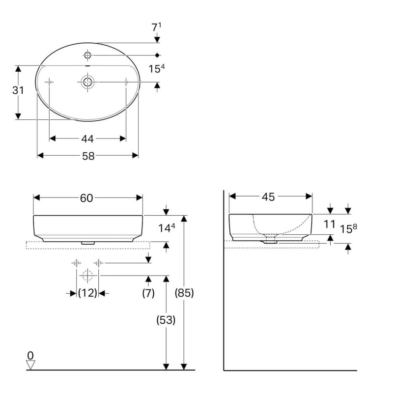 Geberit Умивальник VARIFORM 500.772.01.2, (500.772.01.2)