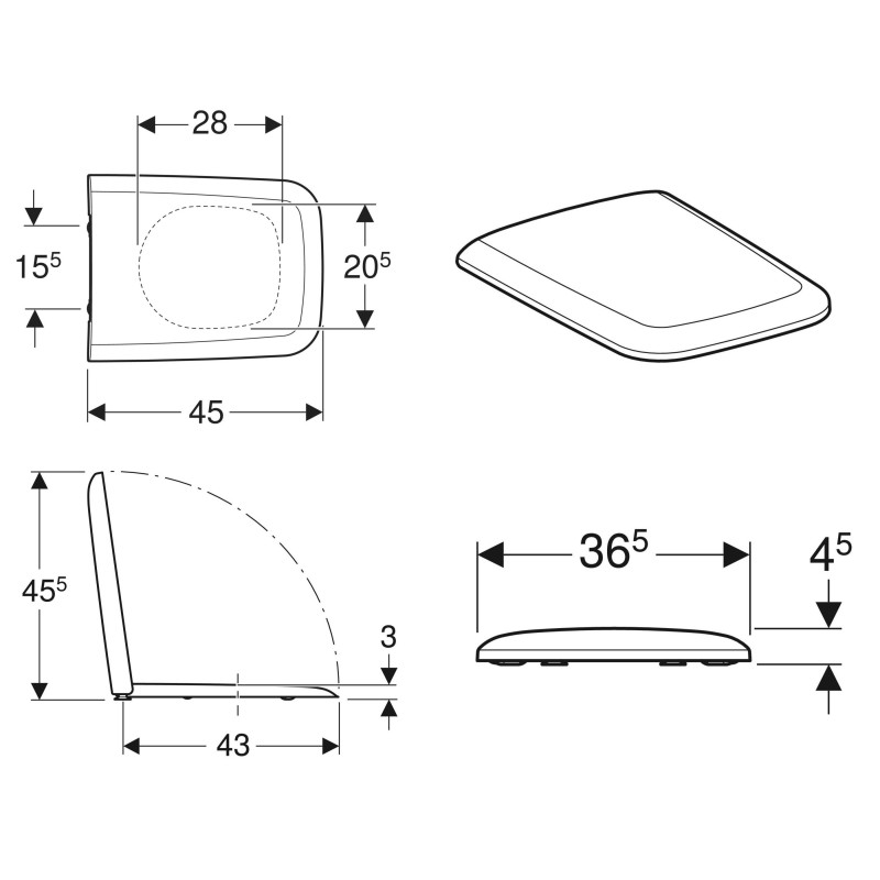 Geberit Сидіння з кришкою iCon Square (500.837.01.1)