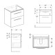 Geberit SELNOVA SQUARE шафка для вбудованого умивальника slim rim60см, з двома шухлядами 58,8*63,5*50,2 см, білий, (501.204.00.1)
