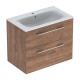 Geberit 501.242.00.1 Selnova Square Комплект меблів для ванної кімнати: тумба під раков.80см з 2-ма шухлядами + раковина slim rim з 1отв.під зміш. та переливом, колір горіх темний