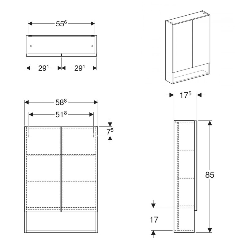 Geberit Пенал для ванної кімнати SELNOVA SQUARE 501.264.00.1, білий, (501.264.00.1)