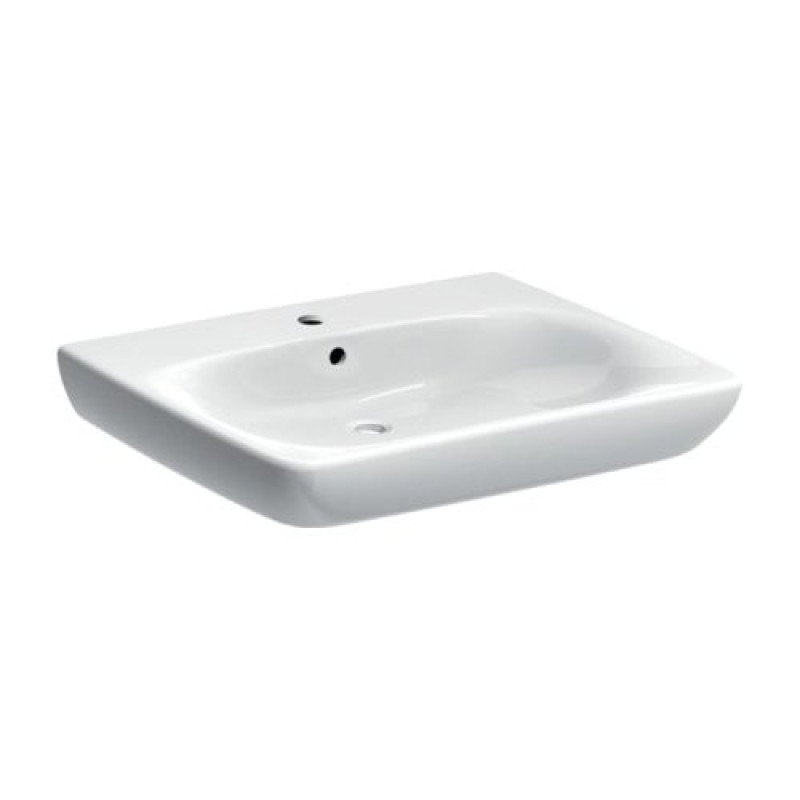 Geberit 501.463.00.7 Selnova Comfort Умивальник 65см для людей з обмеженими фізичними можливостями, з 1 отв.під змішувач тапереливом, білий глянець