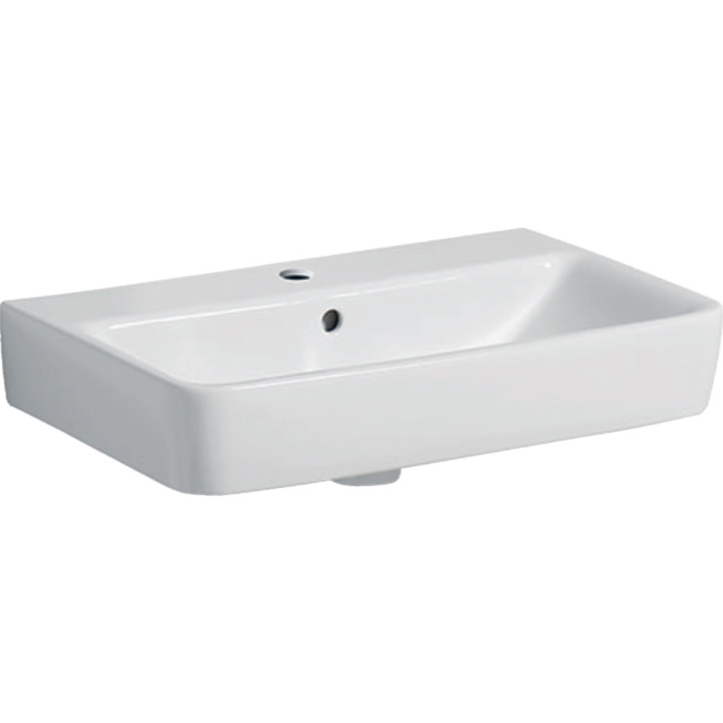 Geberit SELNOVA COMPACT умивальник 60*37 см, з отвіром для крана вцентрі, з переливом, білий, (501.511.00.7)