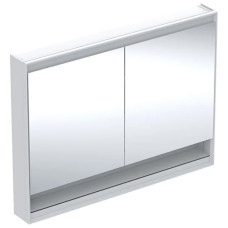 Geberit 505.835.00.2 Дзеркальна шафа ONE із нішею й функцією ComfortLight і двома дверима, зовнішній монтаж, 90х120см, Білий / Алюміній із порошковим покриттям