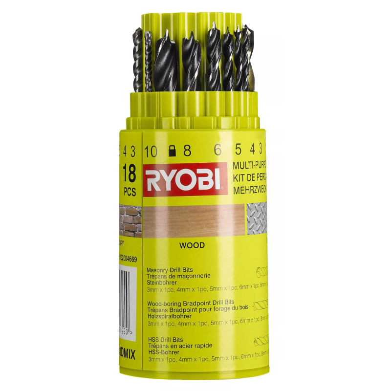 Ryobi Набір свердел RAK18DмIX, 18шт (5132004669)