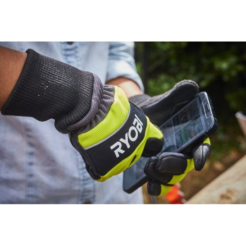 Ryobi Рукавички робочі RAC258L, козяча шкіра, захист від порізів, р.L, чорно-жовтий (5132005711)