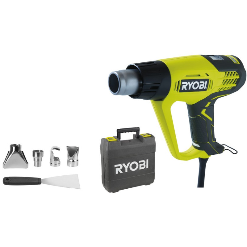 Ryobi Фен EHG2020LCD промисловий, 2000Вт, 250 / 500л / хв, 50-650С, LCD, 0.8кг (5133001730)