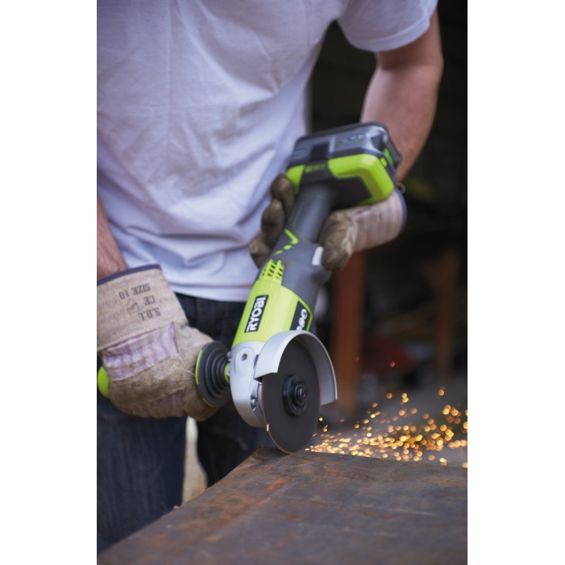 Ryobi Шліфмашина кутова ONE + R18AG-0 акумуляторна, 115мм, 18В, solo (без АКБ і ЗП) (5133001903)