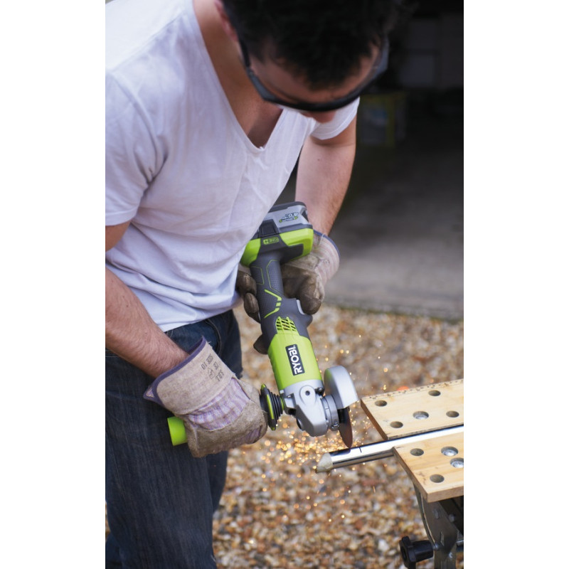 Ryobi Шліфмашина кутова ONE + R18AG-0 акумуляторна, 115мм, 18В, solo (без АКБ і ЗП) (5133001903)