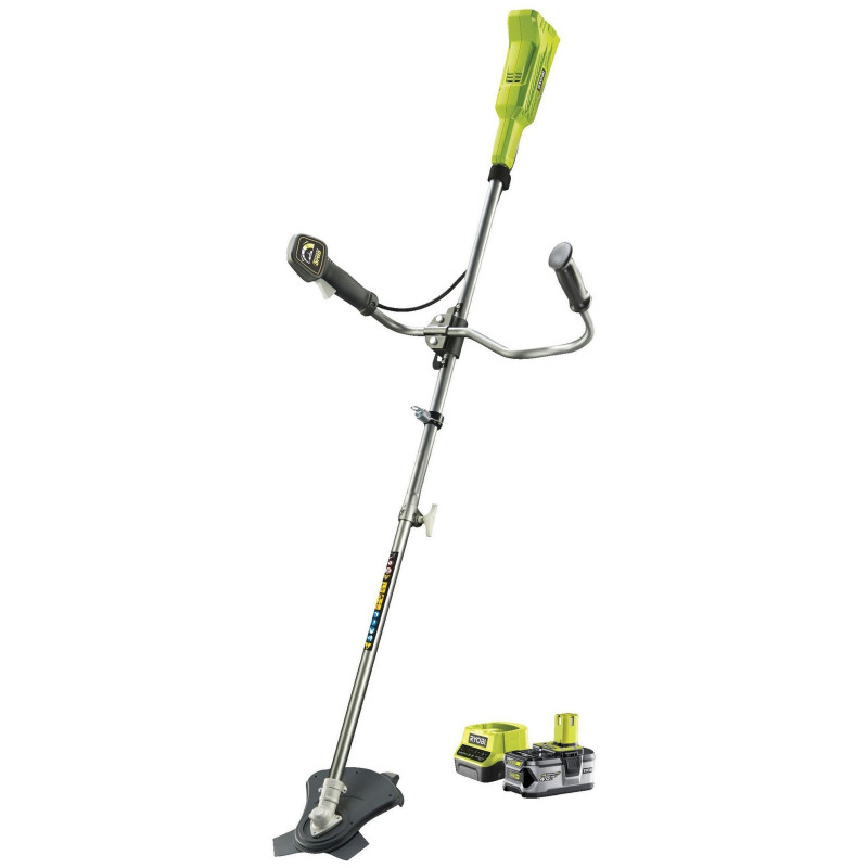 Ryobi Тример садовий акумуляторний RBC18X20B4F ONE+ 18В акб 1х4А·год 20см ніж/ліска 30см велосипедна рукоять ремені Vertebrae 4.7кг (5133003713)