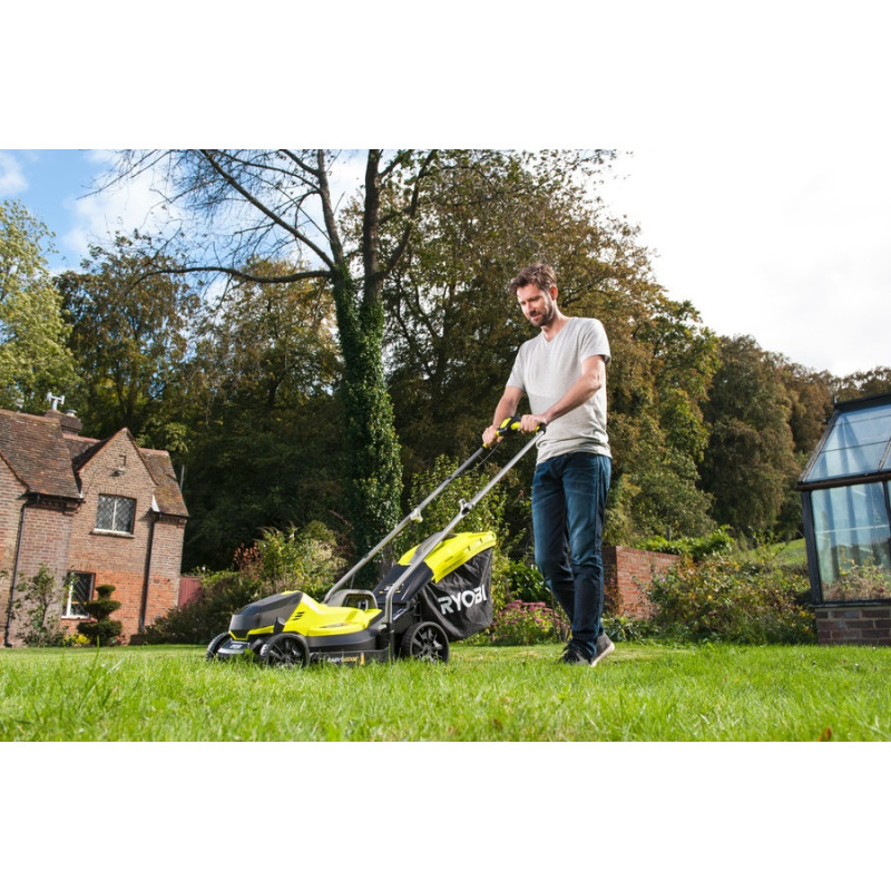 Ryobi Газонокосарка акумуляторна ONE+ RLM18X33B-40 18В акб 1х4А·год 33см 35л 25-65мм 8.7кг (5133004306)
