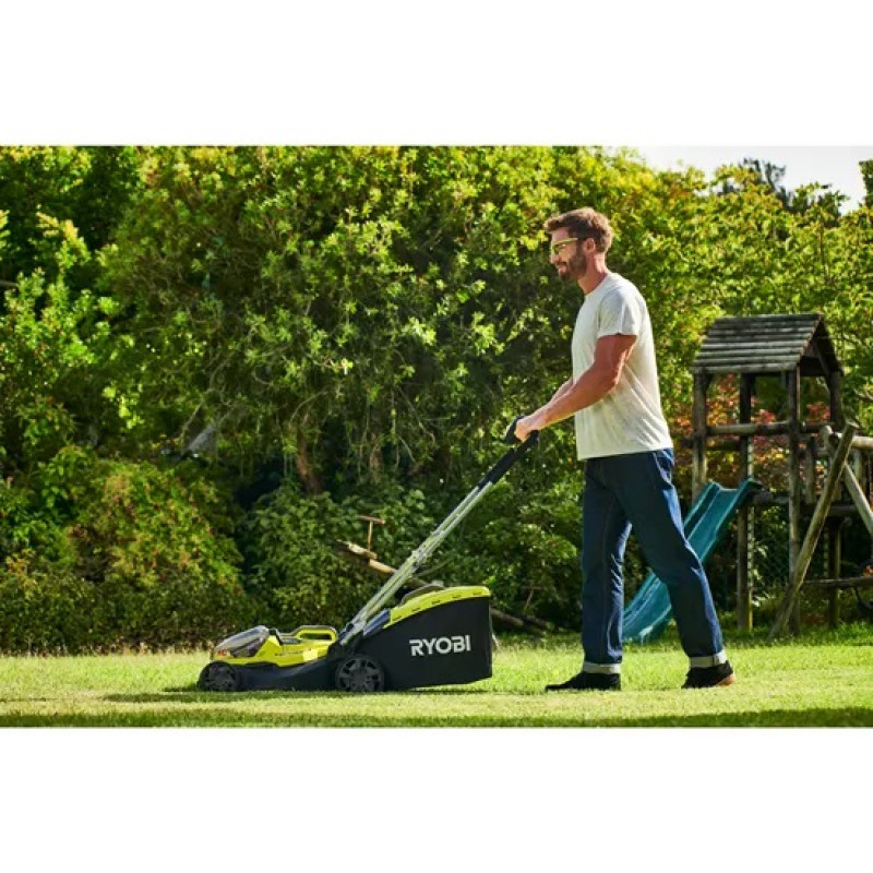 Ryobi Газонокосарка Ryobi ONE+ Hybrid RY18LMH37A-250 18В/220В 2х5.0А/г, 37см, 25-70 мм, 45л, мульчування (5133004583)