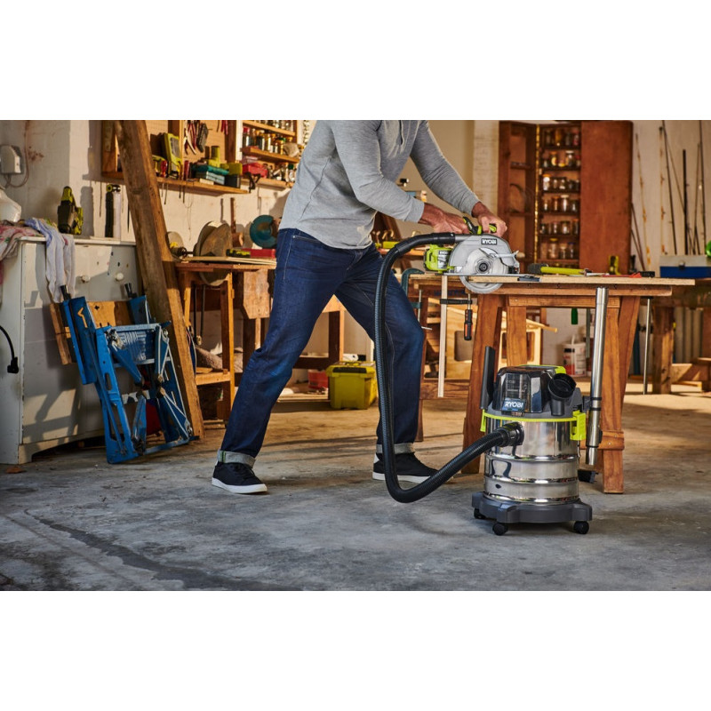 Ryobi Пилосос акумуляторний професійний ONE+ R18WDV-0 18В 82Вт 11.4кПа контейнер 18л 4.7кг (без АКБ та ЗП) (5133004724)