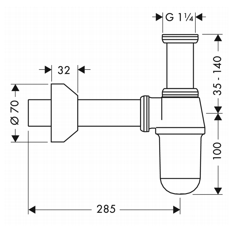 Hansgrohe Сифон-стакан 1 1 / 4 52010000, (52010000)