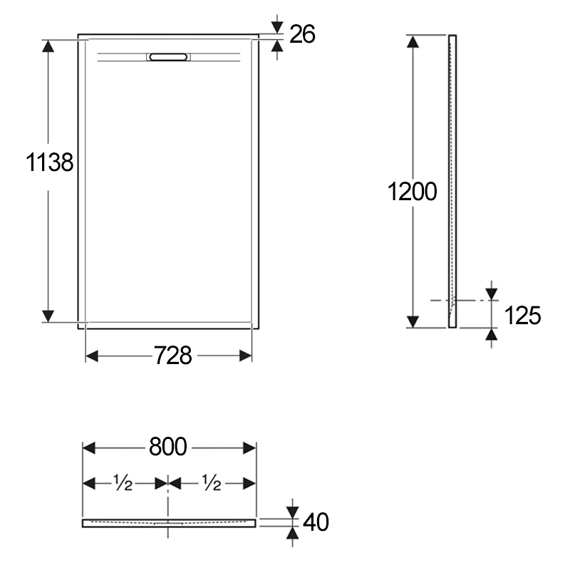 Geberit Душовий піддон SESTRA 80x120х4 см, прямокутний, сірий, поверхня зі сланцевою структурою