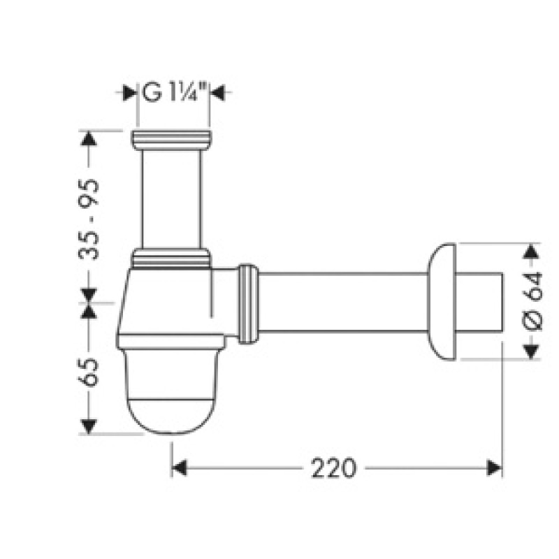 Hansgrohe Cіфон-стакан для біде 1 / 4 хром 55213000, (55213000)