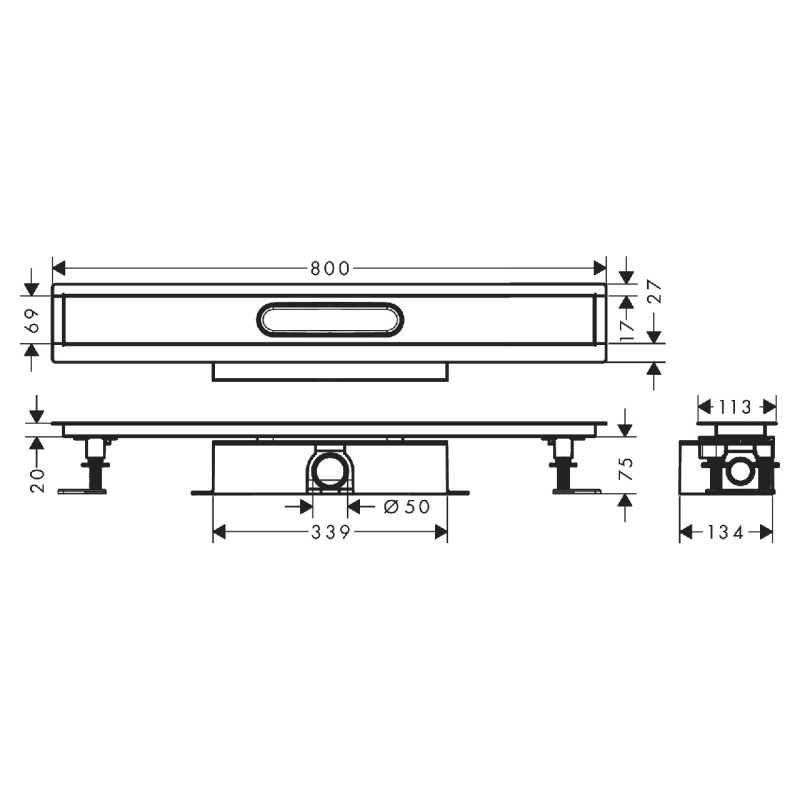 Hansgrohe UBOX UNIVERSAL монтажный комплект для каналов ø50 800мм, (56024180)