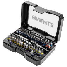 Graphite Біти, набір 60шт, магнітні подовжувачі 2шт, SL,PH,PZ,H,TX,TT, 25мм, кейс (56H600)