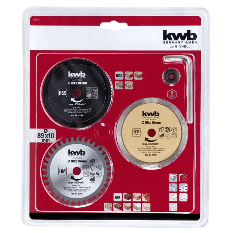 Einhell Набір дисків KWB для роторайзера 89x10 мм, 3 шт (575915)