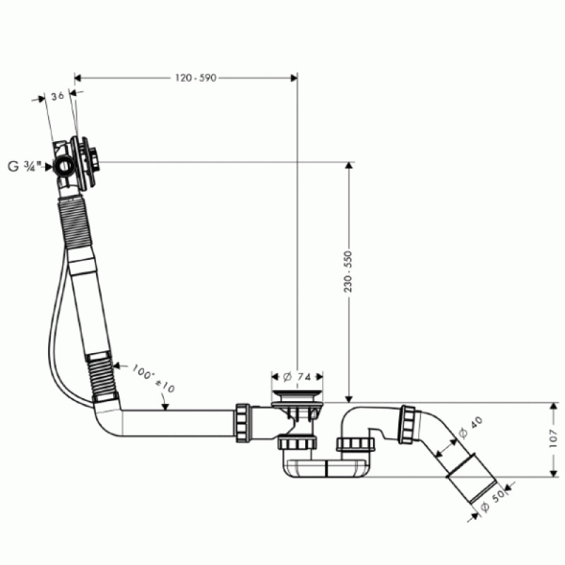 Hansgrohe Exafill S-налив,злив,перелив, (58116180)