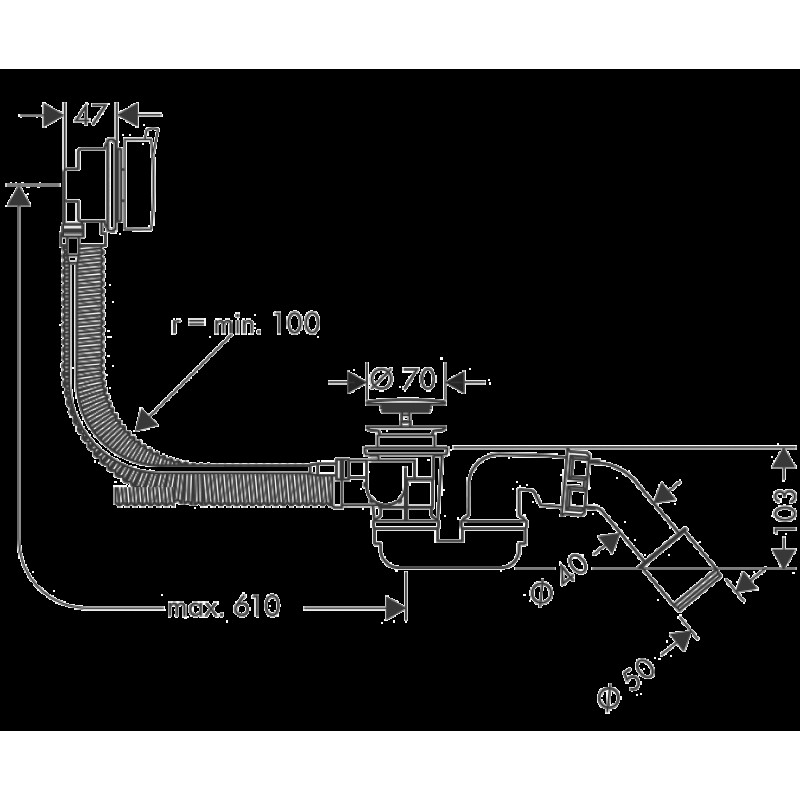 Hansgrohe Flexaplus злив / перелив для ванни з сифоном, (58150000)