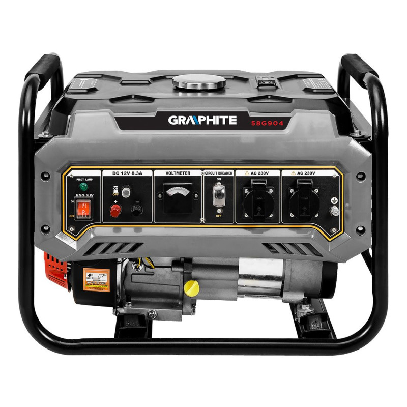 Graphite Генератор бензиновий 230В (1 фаза), 2/2.2кВт, ручний старт, AVR, 40кг (58G904)