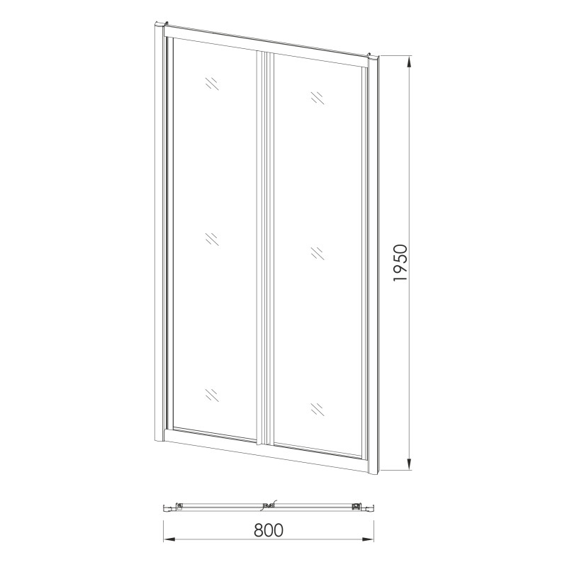 EGER Двері bifold 80*195см, профіль хром, скло прозоре, (599-029-80)
