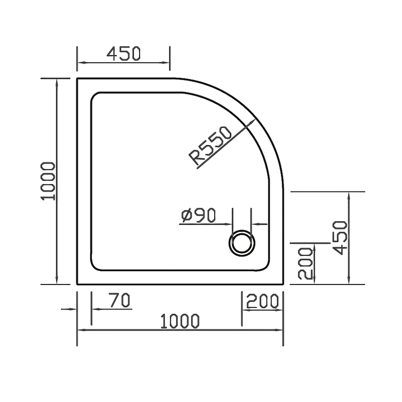 EGER Поддон SMC 100*100*3,5см полукруглый, (599-1010R)