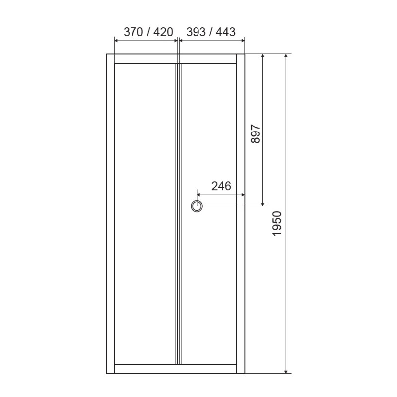 EGER Двері bifold 80*195, профіль хром, скло прозоре 5мм, (599-163-80(h))
