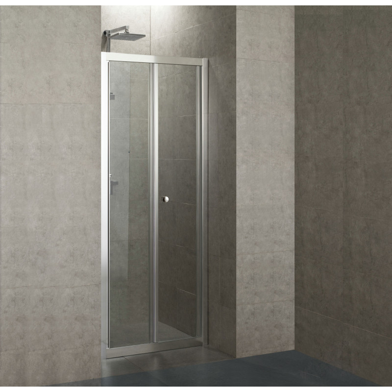 EGER Двери bifold 90*195, профиль хром, стекло прозорое 5мм, (599-163-90(h))